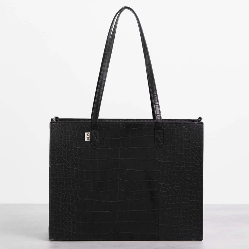 BEIS The Work Tote in black croc